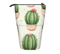 Lixlzh Astuccio telescopico con stampa di cactus, in poliestere, portapenne, organizer per ufficio, colore nero, taglia unica, Art Deco, Nero , Taglia unica, Art Deco