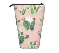 Lixlzh Astuccio telescopico con stampa di cactus, in poliestere, portapenne, organizer per ufficio, colore nero, taglia unica, Art Deco, Nero , Taglia unica, Art Deco
