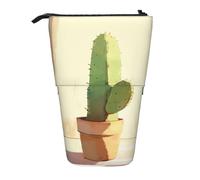 Lixlzh Astuccio telescopico con stampa di cactus, in poliestere, portapenne, organizer per ufficio, colore nero, taglia unica, Art Deco, Nero , Taglia unica, Art Deco