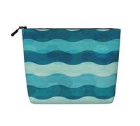 LIXLZH Blue Wave Stripe Print Portable Travel Cosmetic Makeup Pouch Bag Single Layer Makeup Organizer Zipper Pouch, Nero, Taglia Unica, Nero, Taglia Unica, Nero , Taglia unica
