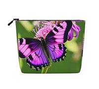LIXLZH Borsa da viaggio portatile con stampa a farfalla viola, borsa per trucco a strato singolo, organizer per trucco con cerniera, nero, taglia unica, nero, taglia unica, Nero , Taglia unica
