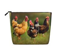 LIXLZH Borsa da viaggio portatile con stampa di gallo borsa per trucco cosmetico a strato singolo organizer per trucchi con cerniera, nero, taglia unica, nero, taglia unica, Nero , Taglia unica