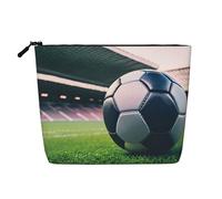 LIXLZH Borsa da viaggio portatile con stampa pallone da calcio borsa per trucco cosmetico a strato singolo organizer con cerniera, nero, taglia unica, nero, taglia unica, Nero , Taglia unica