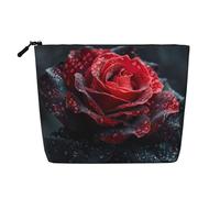 LIXLZH Borsa da viaggio portatile con stampa rosa rossa e nera borsa per trucco a strato singolo organizer per trucco con cerniera, nero, taglia unica, nero, taglia unica, Nero , Taglia unica