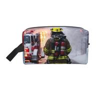 LIXLZH Borsa per il trucco con stampa di pompiere pompiere borsa per accessori organizer portatile da viaggio borsa da toeletta borsa portaoggetti, bianco, taglia unica, bianco, taglia unica, bianco
