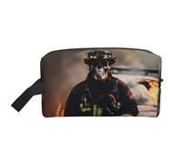 LIXLZH Borsa per il trucco con stampa di pompiere pompiere borsa per accessori organizer portatile da viaggio borsa da toeletta borsa portaoggetti, bianco, taglia unica, bianco, taglia unica, bianco