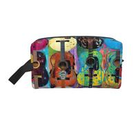 LIXLZH Borsa per trucchi con stampa di chitarre acustiche e acustiche, organizer per accessori, portatile, da viaggio, borsa portaoggetti, bianca, taglia unica, colore bianco, taglia unica, bianco