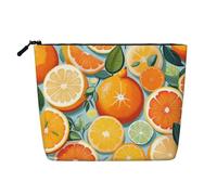 LIXLZH Borsa portatile da viaggio per cosmetici con stampa di agrumi, borsa per trucco a strato singolo, organizer per trucco, con cerniera, nera, taglia unica, nera, taglia unica, Nero , Taglia unica