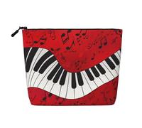 LIXLZH Borsa portatile da viaggio per cosmetici con stampa di note musicali e pianoforte, borsa a strato singolo organizer con cerniera, nera, taglia unica, nera, taglia unica, Nero , Taglia unica