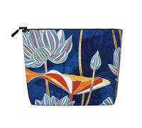 LIXLZH Botanical - Trousse da viaggio portatile con stampa floreale, organizer per trucchi a strato singolo, con cerniera, colore nero, taglia unica, colore nero, taglia unica, Nero , Taglia unica