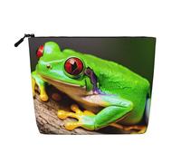 LIXLZH carino Occhi Rossi Albero Rane Stampa Portatile Viaggio Cosmetici Trucco Sacchetto di Trucco Singolo strato Organizzatore di Trucco Sacchetto di Zip, Nero, Taglia Unica, Nero, Taglia, Nero