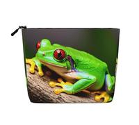 LIXLZH carino Occhi Rossi Albero Rane Stampa Portatile Viaggio Cosmetici Trucco Sacchetto di Trucco Singolo strato Organizzatore di Trucco Sacchetto di Zip, Nero, Taglia Unica, Nero, Taglia, Nero