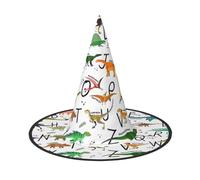 LIXLZH Elegante Alfabeti di apprendimento con stampa di dinosauri Cappello Forniture per feste Accessori per costumi Maghi Masquerade Cappello di Halloween Cappello a punta
