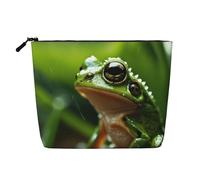 LIXLZH Frog and Rain Print - Trousse portatile da viaggio per cosmetici, organizer per trucchi a strato singolo, con cerniera, nero, taglia unica, colore nero, Nero , Taglia unica