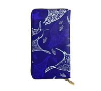 LIXLZH Manta Ray and Fish Print Portafoglio per contanti, da donna e da uomo, in pelle, portamonete e porta carte di credito, organizer con cerniera, nero, taglia unica, nero, Nero , Taglia unica