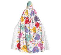 LIXLZH Mantello con cappuccio colorato con stampa elefante per adulti mantello con cappuccio, mantello per carnevale feste a tema costumi
