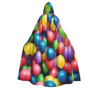 LIXLZH Mantello con cappuccio con stampa di palloncini colorati blu cielo universale adulto mantello strega costumi di Halloween mantello di Carnevale