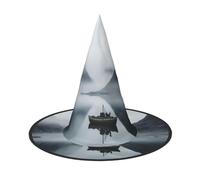 LIXLZH Montagna Lago Barche Stampa Cappello Forniture Per Il Partito Accessori Costume Maghi Masquerade Halloween Cappello A Punta