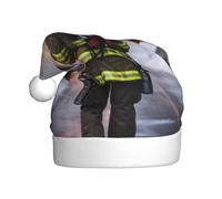 LIXLZH Pompiere Fiamma Stampa Santa Hat Adulto Unisex Inverno Beanie Cap Carino e cattura gli occhi Cappello di Natale Festa di Natale
