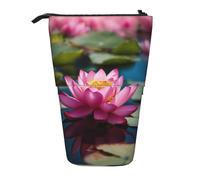 Lixlzh Spirit of the Lotuses - Astuccio telescopico in poliestere, con stampa di loti, portapenne, organizer per ufficio, colore nero, taglia unica, stile Art Deco, Nero , Taglia unica, Art Deco