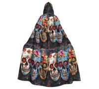 LIXLZH Sugar Skulls - Mantello con cappuccio, universale, per adulti, costume da strega, costume per Halloween, carnevale, mantello