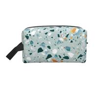 LIXLZH Terrazzo - Trousse da viaggio portatile, con stampa marmorizzata pastello, per trucchi, accessori, organizer da viaggio, colore bianco, taglia unica, colore bianco, taglia unica, bianco, Taglia