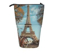 Lixlzh Torre Eiffel Bike Stampa Telescopica Piedi Matita Borsa Portamatite Poliestere Portapenne Cancelleria Office Organizer Box, Nero, Taglia Unica, Art Deco, Nero , Taglia unica, Art Deco