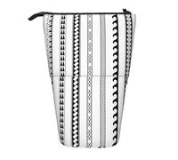 Lixlzh Triangolo Strisce Bohemian Pattern Stampa Telescopica In Piedi Matita Bag Poliestere Portapenne Cancelleria Ufficio, Nero, One Size, Art Deco