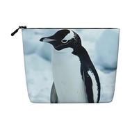 LIXLZH Trousse portatile da viaggio con stampa pinguino, borsa per trucco a strato singolo, organizer per trucchi con cerniera, nero, taglia unica, nero, taglia unica, Nero , Taglia unica