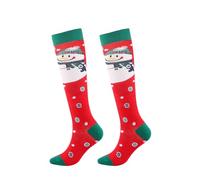 LIXSAZSE 1 paio di calze di nylon a tema natalizio da donna da uomo a compressione calze lunghe jogging jogging per la pelle, Pupazzo neve rotondo