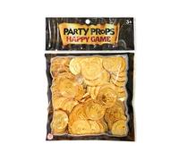 LIXSAZSE 100 pezzi Monete d'oro dei pirati Set di favori Gioco di monete Prop Caccia Gioco di lode Giocattolo di valuta di plastica Forniture di Halloween, Pollice moneta d'oro, op