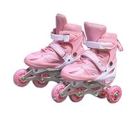 LIXSAZSE 2 in 1 Pattini Scarpe Rullo Regolabile Unisex Bambini Indoor Outdoor Park Yard Playground Skating Training for Girls, Rosso L