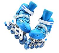 LIXSAZSE 2 in 1 Pattini Scarpe Rullo Regolabile Unisex Bambini Indoor Outdoor Park Yard Playground Skating Training for Girls, Blu m