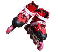 LIXSAZSE 2 in 1 Pattini Scarpe Rullo Regolabile Unisex Bambini Indoor Outdoor Park Yard Playground Skating Training for Girls, Rosso m