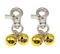 LIXSAZSE 2 pacchi/lotto Portachiavi con campanelli per cani Suono chiaro e croccante Ampia applicazione Collare per cani in rame con ciondolo Jingle Bells, Argento+Oro