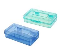LIXSAZSE 2 scatole trasparenti, scatola per pastelli, grande contenitore per la conservazione, matita di plastica per la scuola 20,3X12,2X5,9 cm e utilizzata per, Blu+Verde