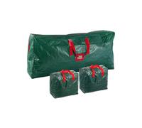 LIXSAZSE 3 pezzi, organizer resistente, grande capacità, portatile, per ornamenti, borsa per il bucato, con elegante cerniera, per riporre ghirlande di Natale