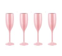 LIXSAZSE 4 calici da champagne, 170 ml, in vetro PP, infrangibili, per alimentare, bicchieri da cocktail per matrimoni e Natale, rosa