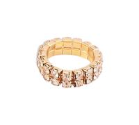 LIXSAZSE Anello di cristallo elasticizzato alla moda per una dichiarazione alla moda Anello di fidanzamento Per unico, matrimonio, promessa, anello di amicizia, anello intarsiato, d'oro, 2 righe