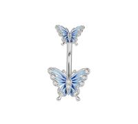 LIXSAZSE Anello di pancia in acciaio inossidabile antiruggine Forma di farfalle Farfalle di vari stili Graziosa barra di pancia, argenteo