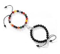 LIXSAZSE Bracciale per coppia con fibbia magnetica elegante e compatto Braccialetti per coppia Bracciale con perline regalo di moda La corda è elastica, digitare+4