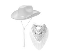 LIXSAZSE Cappelli da cowgirl pronti per l'estate, accessori divertenti per picnic, escursioni e altre attività all'aperto. Il cappello da cowboy alla moda può anche essere un, Bianco, 40x33x14cm