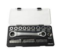 LIXSAZSE Chiave a cricchetto efficiente con set completo di 36 bussole metriche per viti di serraggio, 72 denti e necessita soli 5 gradi rotazione ogni Per volta. Chiavi a doppia