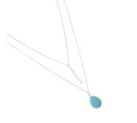LIXSAZSE Collana a strati Gocce d'acqua Forma placcata Catena delicata Catena a strati ipoallergenica in metallo Regalo di compleanno di San Per Valentino, D'argento