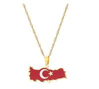 LIXSAZSE Collana con ciondolo mappa turca elegante e alla moda. Collana con mappa della Turchia e fascino alla moda. Collana con mappe dei paesi turchi, Oro