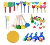 LIXSAZSE Confezione da 30 pennelli in spugna per dipingere disegni da colorare rulli di pittura educativi giocattoli artigianali cognizione giocattolo per bambini all'asilo