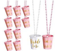 LIXSAZSE Decorazioni per feste di addio al nubilato nere, bicchierini eleganti da shot, 12 pezzi, collana da shot per sposa, bicchierini da shot con nodo, UN