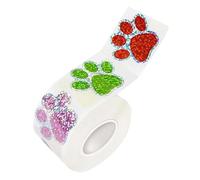 LIXSAZSE Etichette adesive per bomboniere di compleanno per bambini, decorazioni colorate per gli amanti dei cani, etichette adesive a forma di zampe di cane.