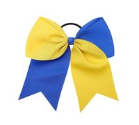 LIXSAZSE Grande fascia per capelli con fiocco, elastico, colore abbinato, regolabile, decorativo, per capelli, corda, senza cuciture, per donne e ragazze, Blu+Giallo