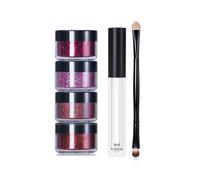 LIXSAZSE Kit per labbra glitterate Shinning con pennello a doppia estremità Rossetto a lunga durata a prova di bacio Comodi strumenti per il trucco dei cosmetici, Articolo di colore rosso